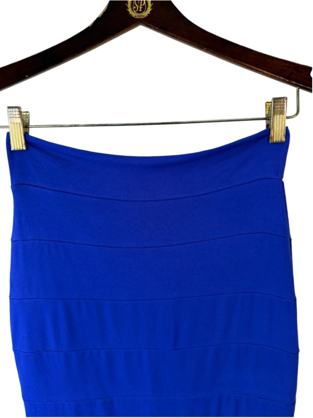 Blue Sky Royal Blue Bamboo Blend Mini Pencil Skirt Size XS Bodycon Bandage - Picture 7 of 10